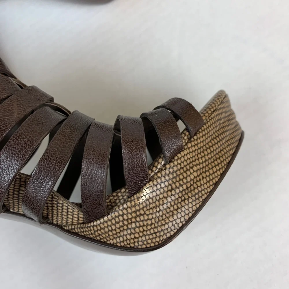 7 For All Mankind Caged Heeled Sandals Size 7.5 - Picture 8 of 8